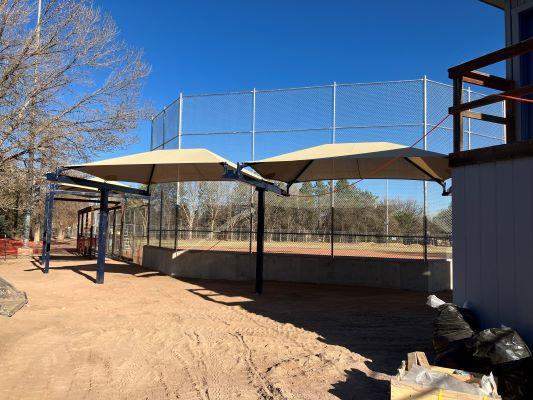 Double Tent Shade Structure for Bleacher Cover at Rouse Park