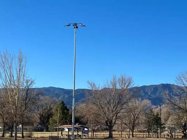 Photo of new light tower and fixtures 